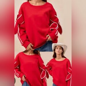 BiBi Vibrant Red Top with White Accents